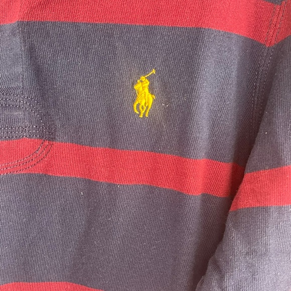 RALPH LAUREN POLO MEN RUGBY RED STRIPE LONG SLEEVE PULLOVER SHIRT | SIZE M - Picture 6 of 7